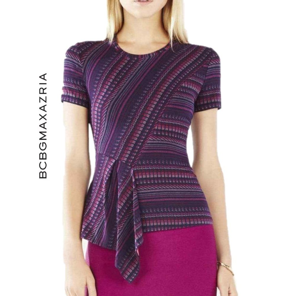 BCBGMaxAzria Purple Patterned Blouse